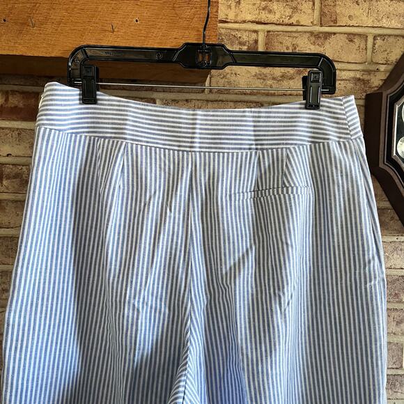 NWT: TALBOTS Blue White Linen Blend Wide Leg Crop Pants‎ 12 (K348) - Picture 8 of 11